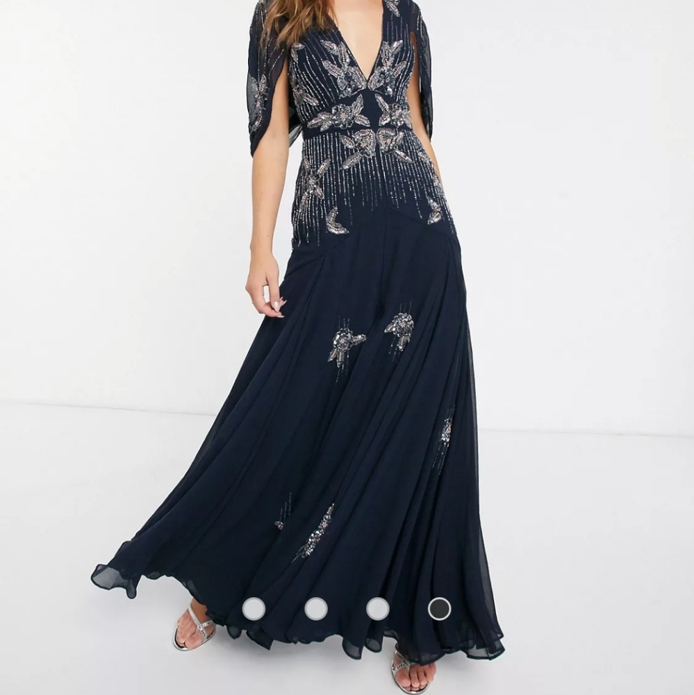 ASOS DESIGN maxi dress with linear sequin and floral beading